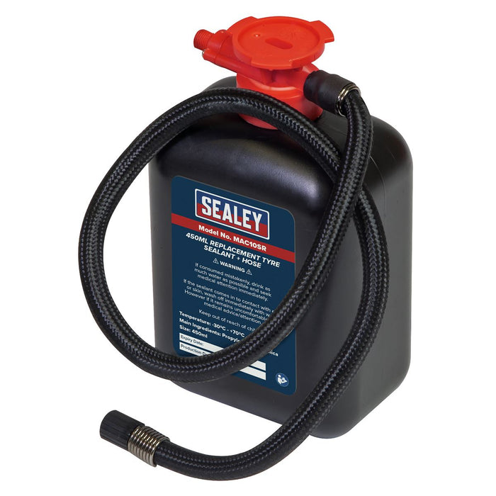 Sealey Replacement Tyre Sealant 450ml & Hose MAC10SR Sealey - Dynamic Drive