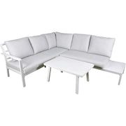 Dellonda Kyoto White 3 Piece Outdoor Garden Corner Sofa & Coffee Table Set Dellonda - Dynamic Drive