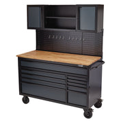 Draper BUNKER Roller Workstation with Workbench, 10 Drawer, 56", Grey Draper - Dynamic Drive
