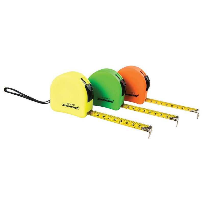 Silverline Hi-Vis Contour Tape Display Box 18pce 8m / 26ft x 25mm Silverline - Dynamic Drive