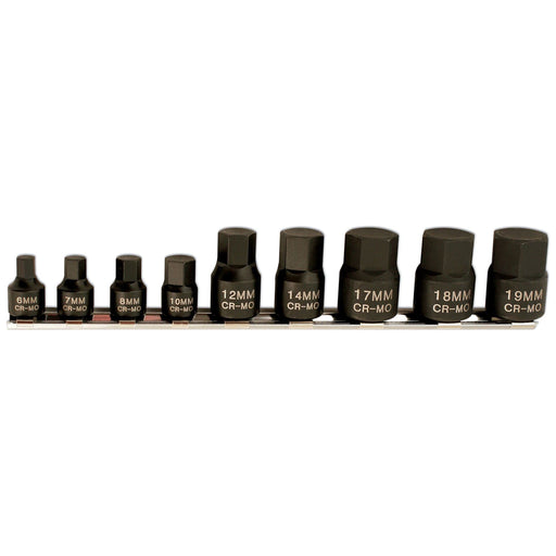 Laser Low Profile Impact Hex Socket Bit Set 1/4"D, 3/8"D 9pc 5665 Laser - Dynamic Drive