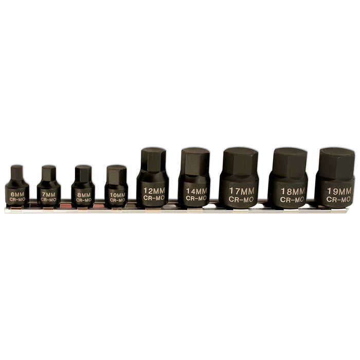 Laser Low Profile Impact Hex Socket Bit Set 1/4"D, 3/8"D 9pc 5665 Laser - Dynamic Drive