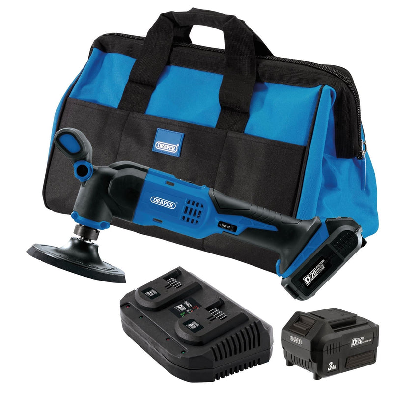 Draper D20 20V Dual Action Polisher Kit, 125mm, 2 x 3.0Ah Batteries, 1 x Fast Ch Draper - Dynamic Drive