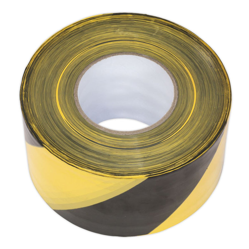 Sealey Hazard Warning Barrier Tape 80mm x 100m Black/Yellow Non-Adhesive BTBY Sealey - Dynamic Drive