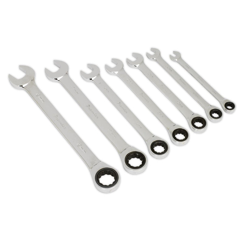 Sealey Combination Ratchet Spanner Set 7pc Metric AK63907 Sealey - Dynamic Drive