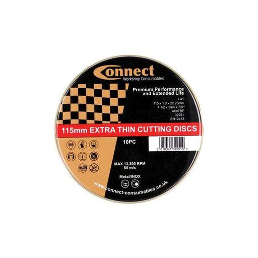 Connect Extra Thin Cutting Discs 115mm x 1.0mm 100pc 32252 Tool Connection - Dynamic Drive