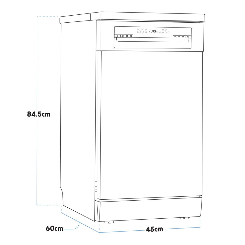 Baridi Slimline Freestanding Dishwasher 45cm Wide 10 Place Settings - Silver Baridi - Dynamic Drive