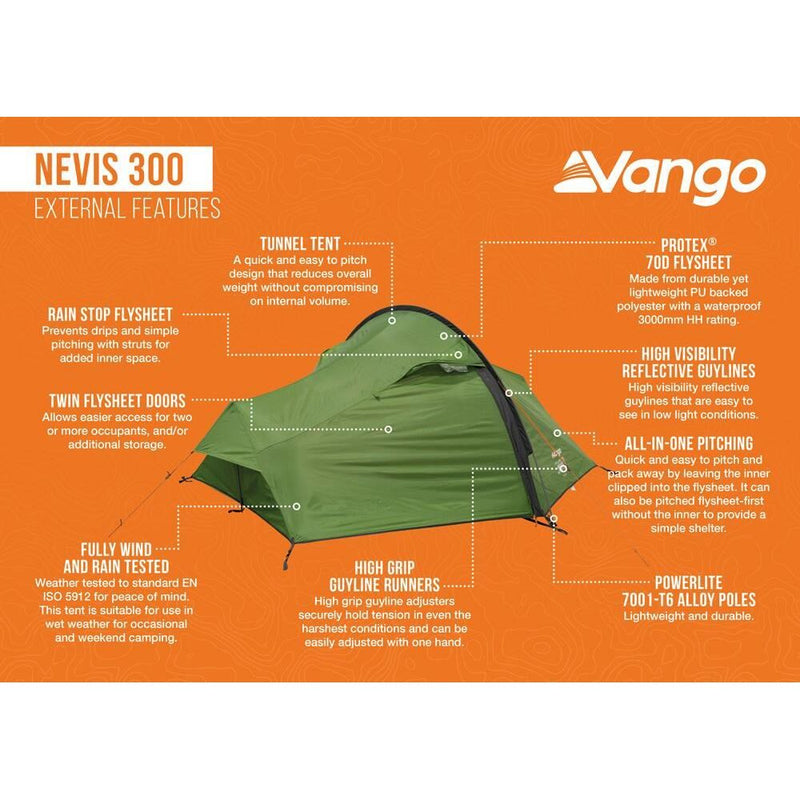 Vango Nevis 300 3 Berth Pamir Green Tent Vango - Dynamic Drive
