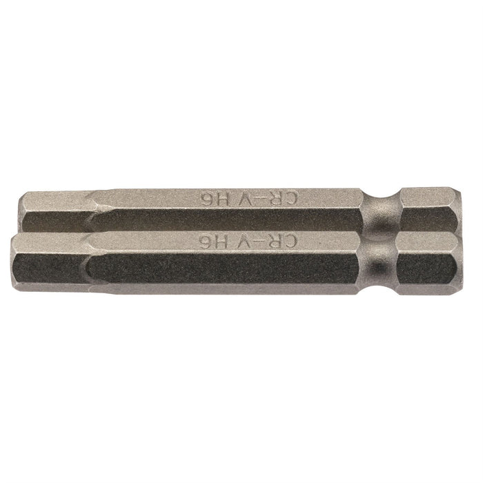 Draper Hexagonal Insert Bit, 6mm, 1/4" Hex, 50mm Long (Pack of 2) 64259 Draper - Dynamic Drive