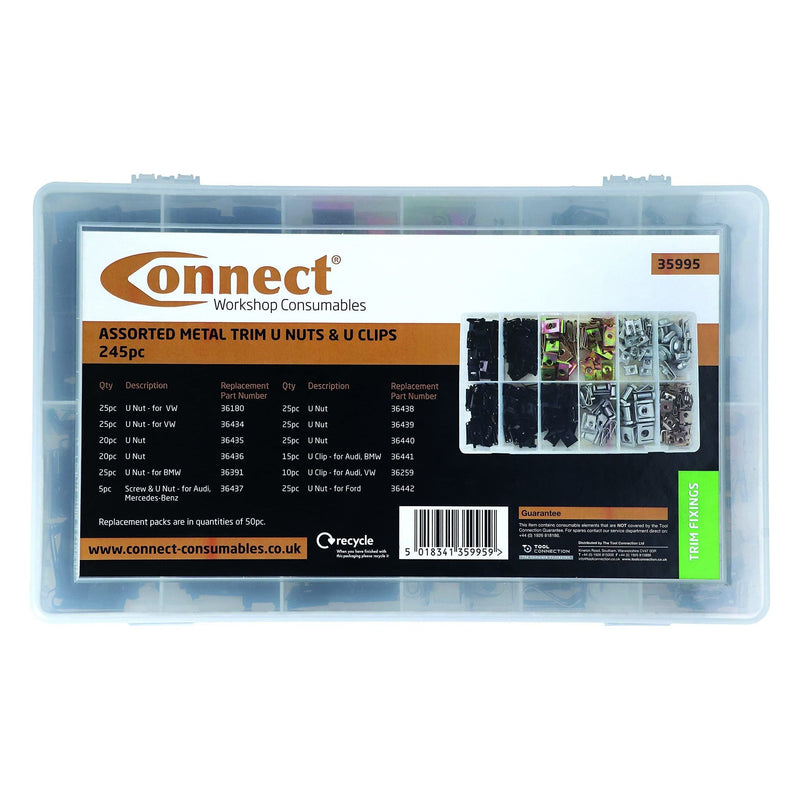 Connect Assorted Metal Trim Nuts & U Nuts 245pc 35995 Tool Connection - Dynamic Drive
