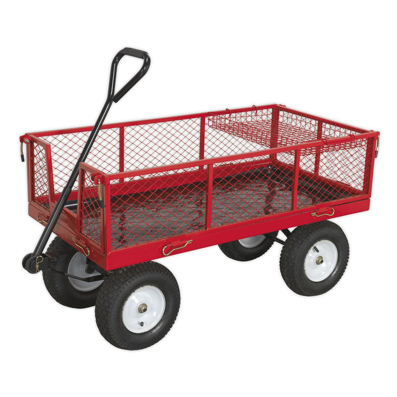 Sealey Platform Truck with Sides Pneumatic Tyres 450kg Capacity CST806 Sealey - Dynamic Drive