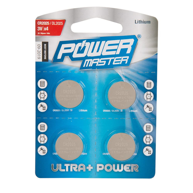 PowerMaster Lithium Button Cell Battery CR2025 4pk CR2025 458775 PowerMaster  - Dynamic Drive