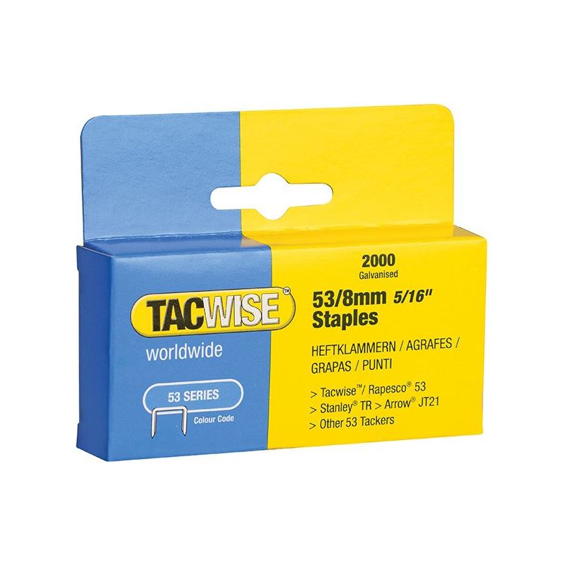 Tacwise 53 Light-Duty Staples 8mm (Type JT21 A) (Pack 2000) Tacwise - Dynamic Drive