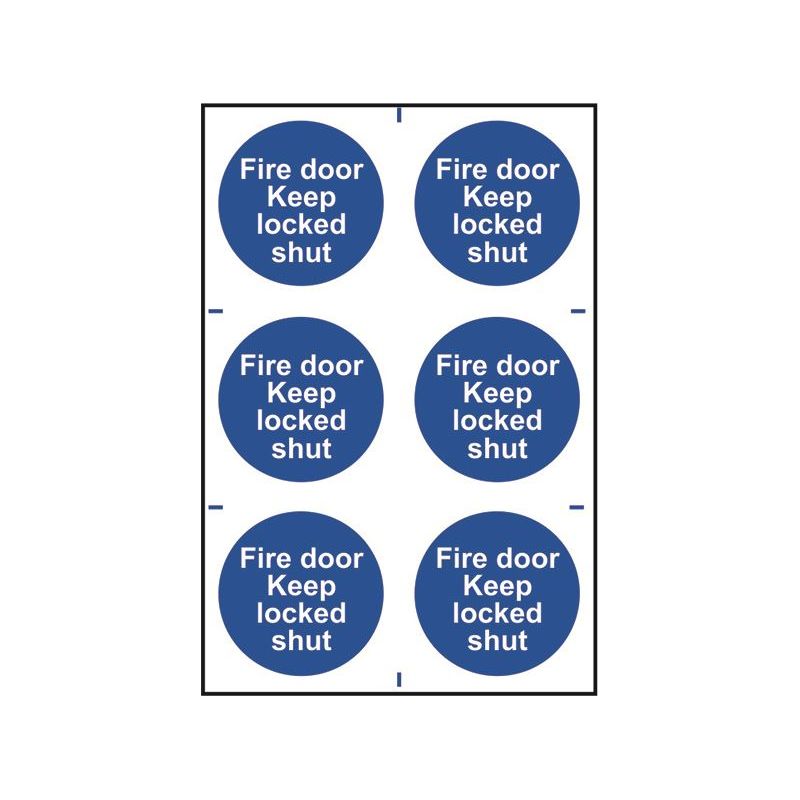 Scan Fire Door Keep Locked Shut - 6 PVC Signs 100 x 100mm Scan - Dynamic Drive