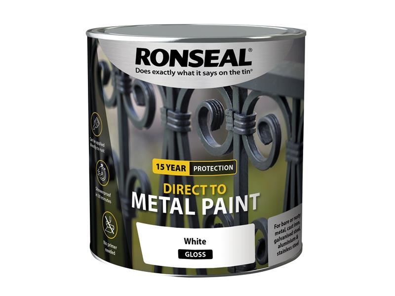 Ronseal Direct to Metal Paint White Gloss 2.5 litre Ronseal - Dynamic Drive