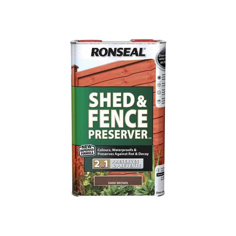 Ronseal Shed & Fence Preserver Dark Brown 5 litre Ronseal - Dynamic Drive
