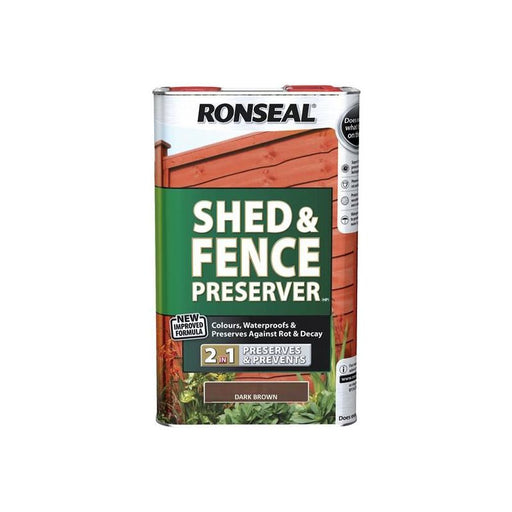 Ronseal Shed & Fence Preserver Dark Brown 5 litre Ronseal - Dynamic Drive