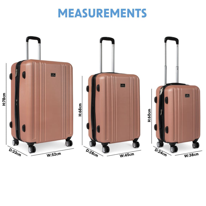 Dellonda 3-Piece Lightweight ABS Luggage Set with TSA Lock  Rose Gold Dellonda  - Dynamic Drive
