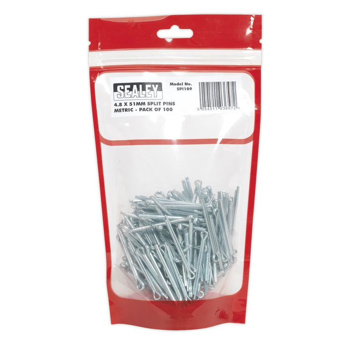 Sealey Split Pin 4.8 x 51mm Pack of 100 SPI109 Sealey - Dynamic Drive