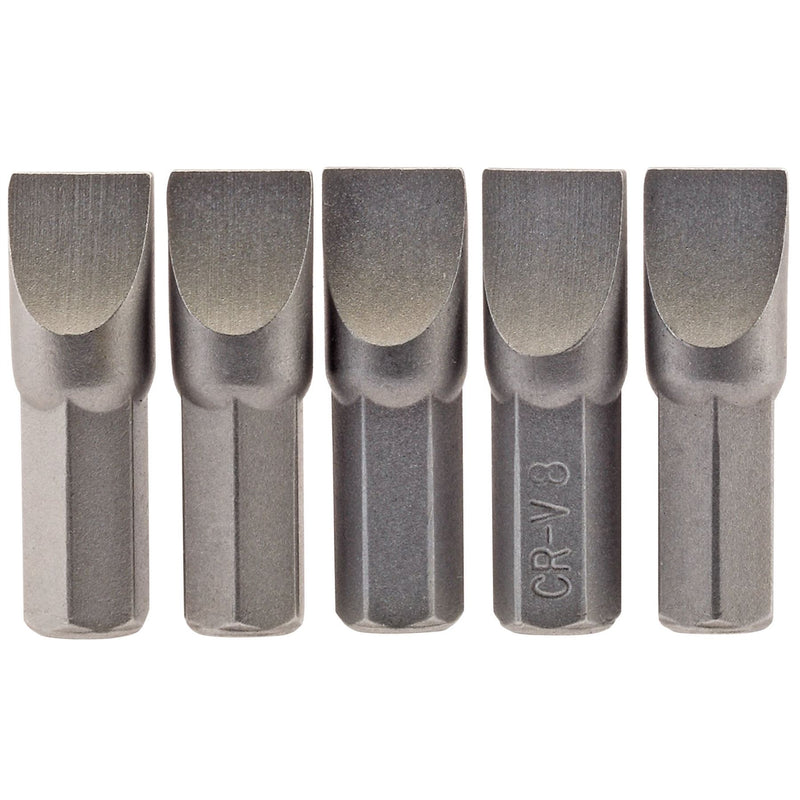 Draper Plain Slot Insert Bit, 8.0mm, 1/4" Hex, 25mm Long (Pack of 5) 64013 Draper - Dynamic Drive