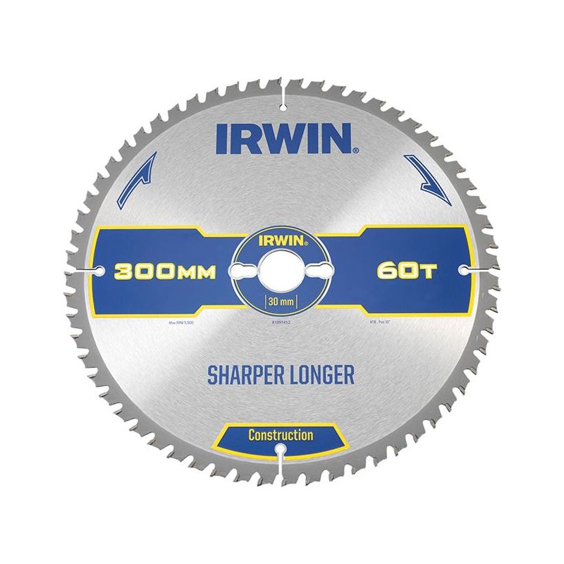 Irwin® Construction Table & Mitre Circular Saw Blade 300 x 30mm x 60T ATB IRWIN® - Dynamic Drive