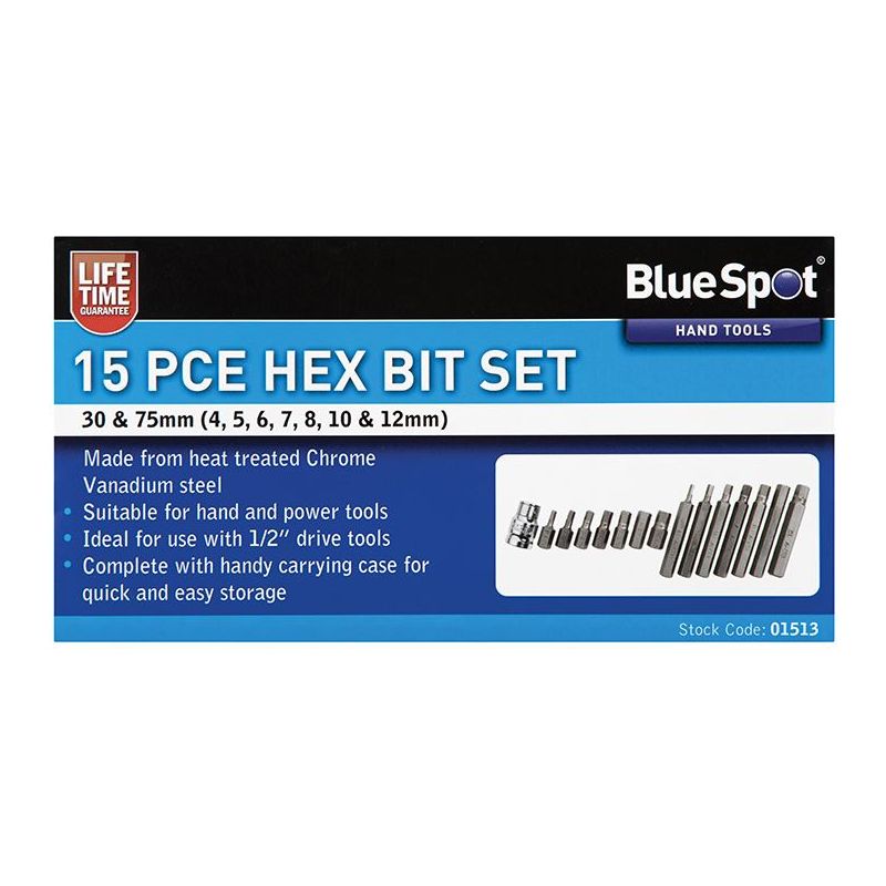 Bluespot Tools Hex Bit Set, 15 Piece BlueSpot Tools - Dynamic Drive