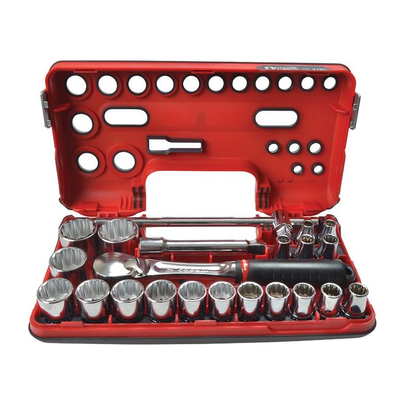 Facom 1/2in Drive 12-Point Detection Box Socket Set, 22 Piece Facom - Dynamic Drive