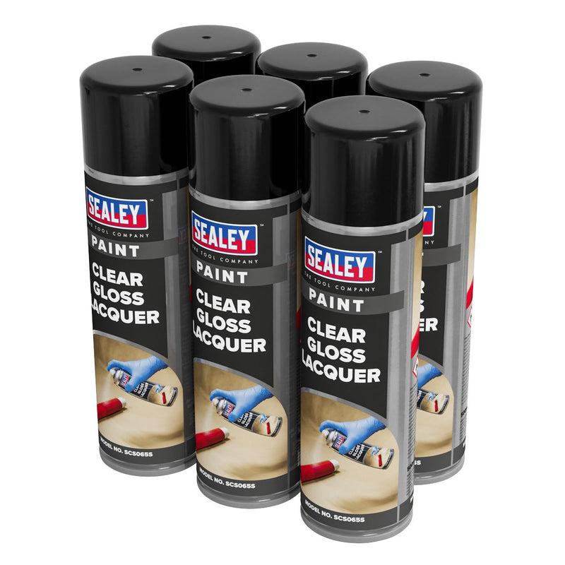 Sealey Gloss Lacquer 500ml, Clear - Pack of 6 SCS065 Sealey - Dynamic Drive