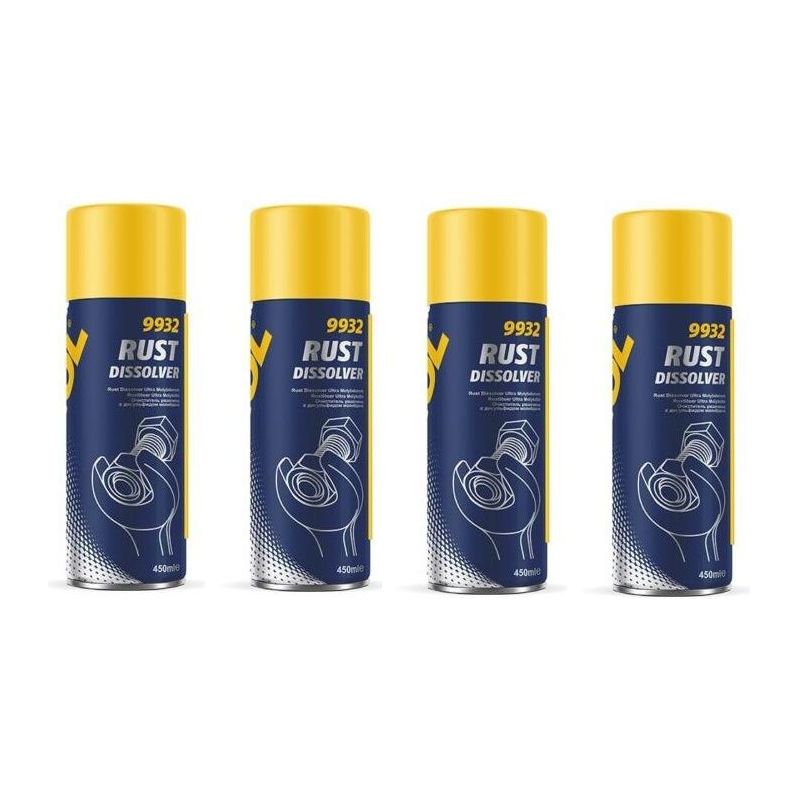 4x Mannol Rust Dissolver Rust Remover Spray Water Repellent Anti Friction 450ml Mannol  - Dynamic Drive