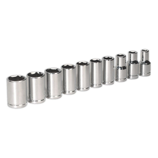 Siegen by Sealey Socket Set 10Pc 1/4Inchsq Drive 6Pt Walldrive Metric Siegen by Sealey - Dynamic Drive