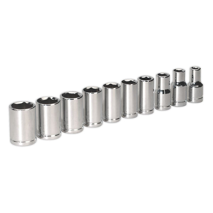 Siegen by Sealey Socket Set 10Pc 1/4Inchsq Drive 6Pt Walldrive Metric Siegen by Sealey - Dynamic Drive
