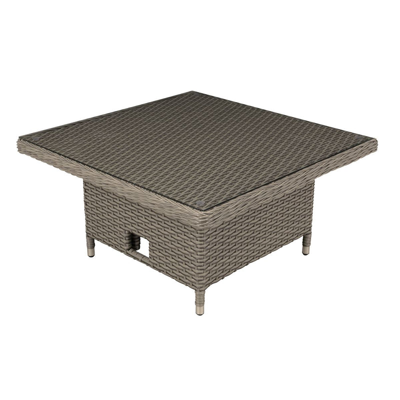 Dellonda Chester Rattan Wicker Adjustable-Height Outdoor Dining Table Dellonda - Dynamic Drive