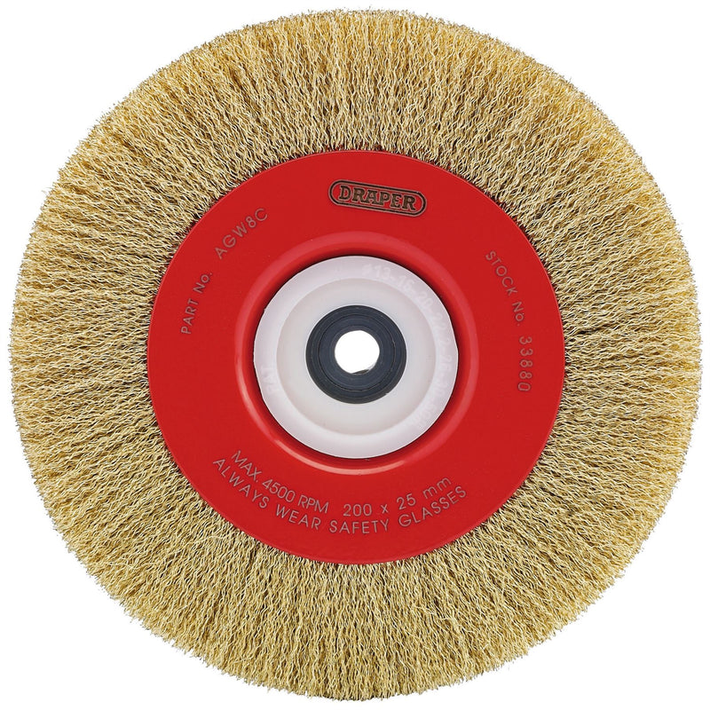 Draper Crimped Steel Wire Brushes, 200 x 25mm 33880 Draper - Dynamic Drive