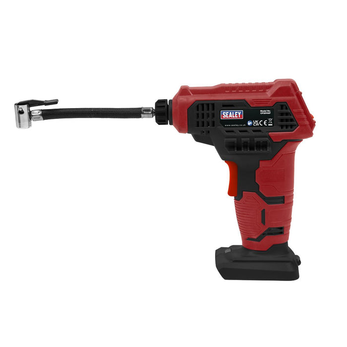 Sealey Cordless Air Pump Tyre Inflator 20V Li-ion Body Only Digital LED Display Sealey  - Dynamic Drive