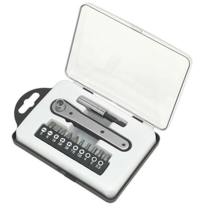 Siegen 12pc Ratchet Driver Bit Set in Case Screwdriver Slotted Phillips Trx Bits Siegen  - Dynamic Drive