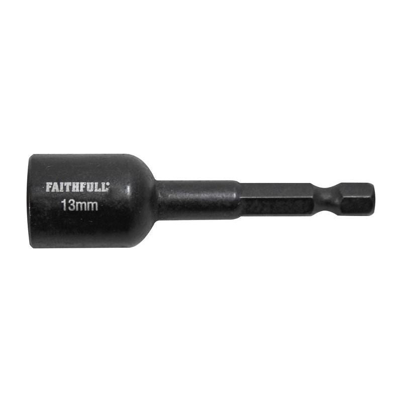 Faithfull Magnetic Impact Nut Driver 13mm x 1/4in Hex Faithfull - Dynamic Drive