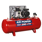 Sealey Air Compressor 200L Belt Drive 3hp with Cast Cylinders SAC2203B Sealey - Dynamic Drive