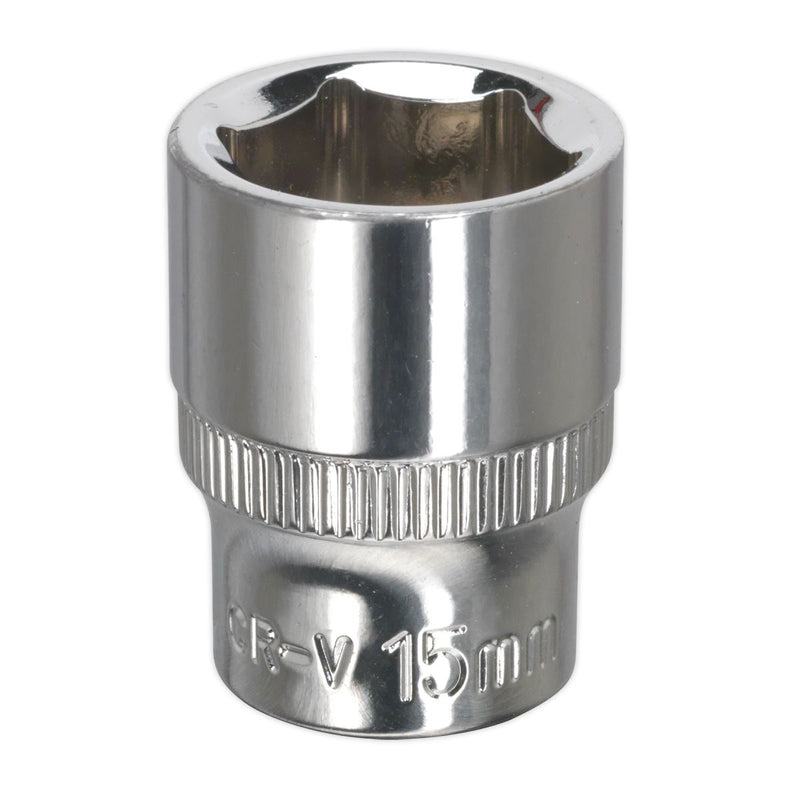 Sealey WallDrive Socket 15mm 3/8"Sq Drive Fully Polished SP3815 Sealey - Dynamic Drive