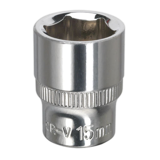 Sealey WallDrive Socket 15mm 3/8"Sq Drive Fully Polished SP3815 Sealey - Dynamic Drive