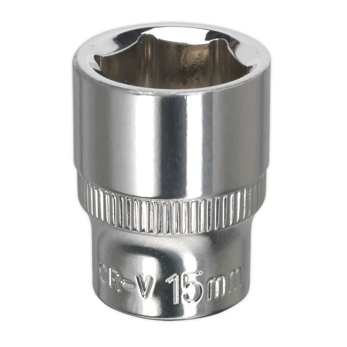 Sealey WallDrive Socket 15mm 3/8"Sq Drive Fully Polished SP3815 Sealey - Dynamic Drive