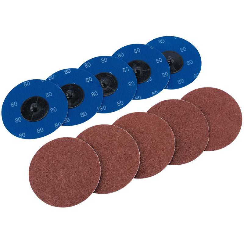 Draper Aluminium Oxide Sanding Discs, 75mm, 80 Grit (Pack of 10) 75616 Draper - Dynamic Drive