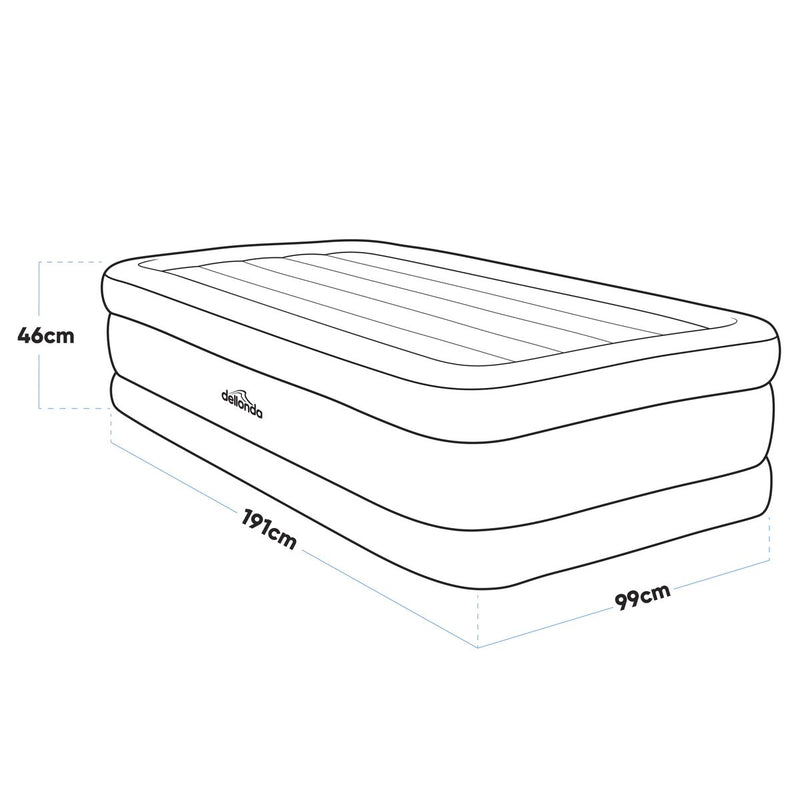 Dellonda Raised Air Bed with Built-in Electric Pump & Storage Bag - Single Dellonda - Dynamic Drive