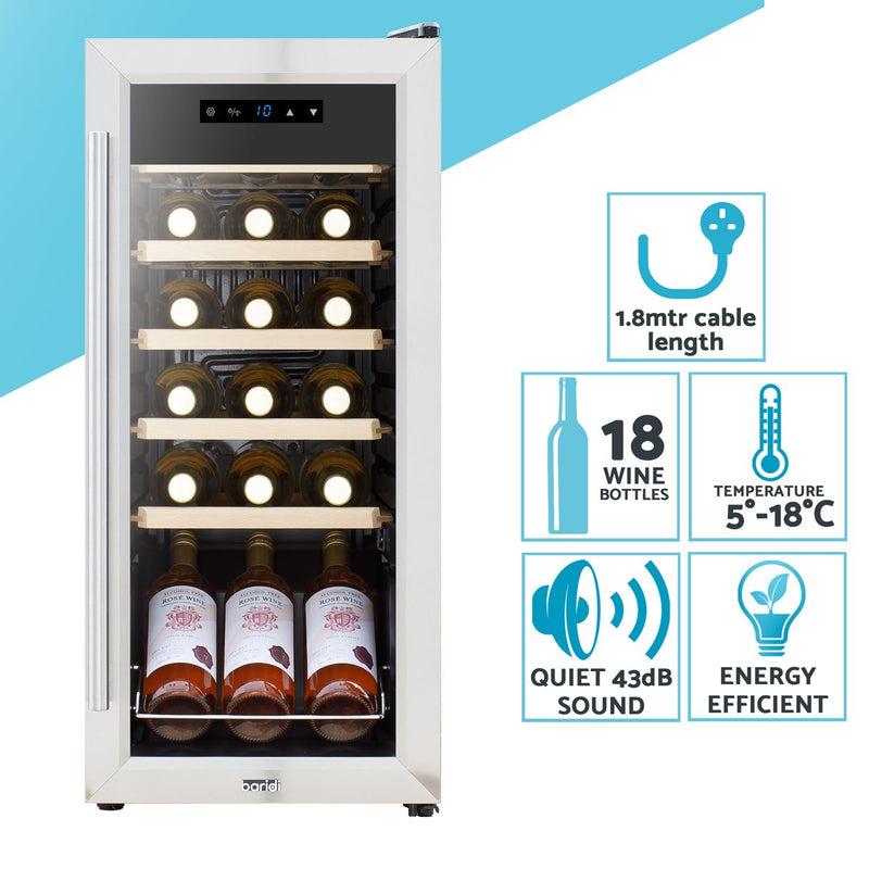 Baridi 18 Bottle Wine Fridge & Cooler - Stainless Steel DH29 Baridi - Dynamic Drive