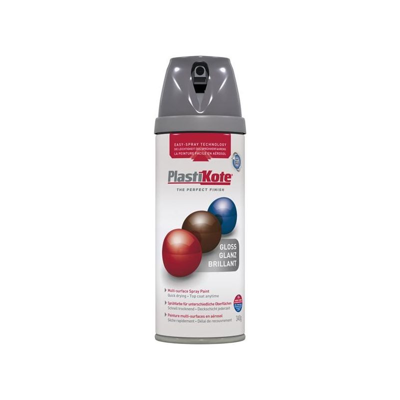 Plastikote Twist & Spray Gloss Medium Grey 400ml PlastiKote - Dynamic Drive