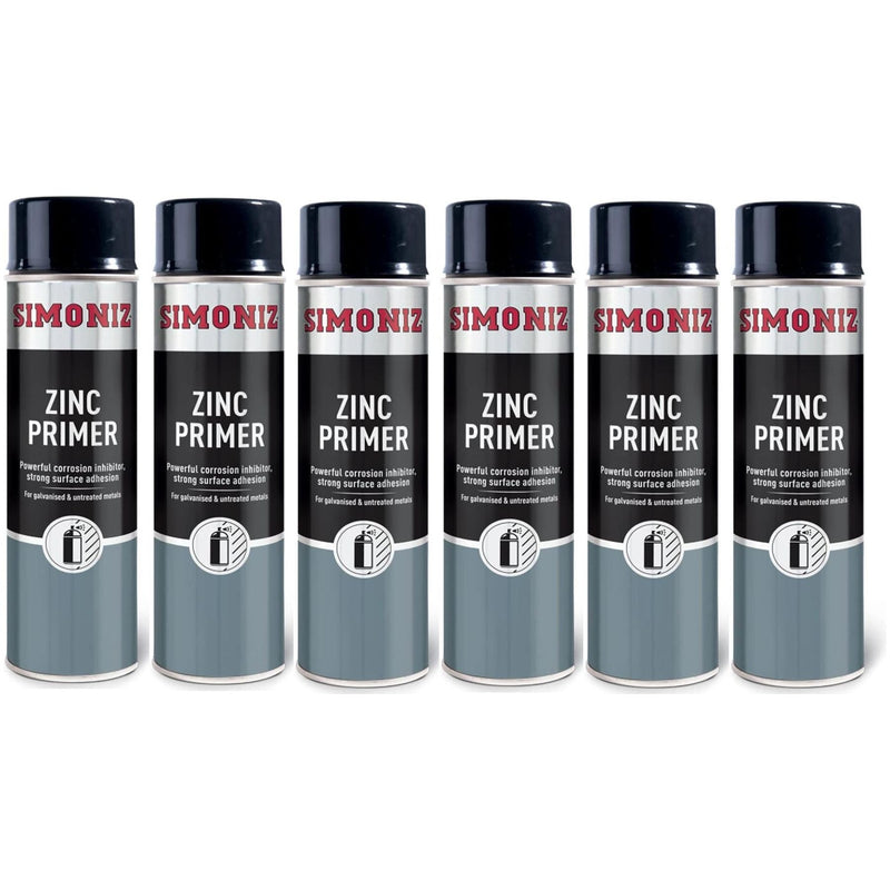 6x Simoniz Zinc Metal Primer Auto Car Spray Paint 500ml Aerosol SIMP10D Simoniz - Dynamic Drive