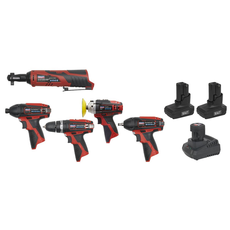 Sealey SV12 Series 6 x 12V Cordless Power Tool Kit 3 Batteries CP1200COMBO2B Sealey - Dynamic Drive