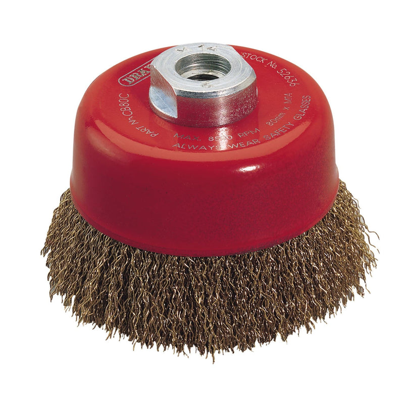 Draper Expert Crimped Wire Cup Brush, 80mm, M14 52636 Draper - Dynamic Drive