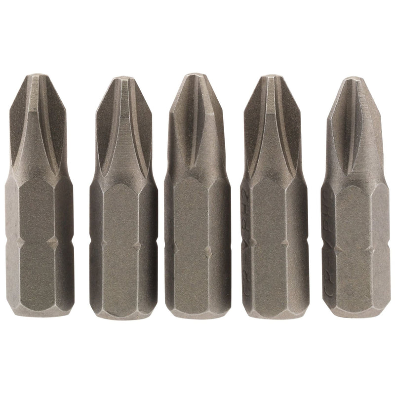Draper Cross Slot Insert Bit, 1/4" Hex, 25mm Long, No.2 (Pack of 5) 64018 Draper - Dynamic Drive