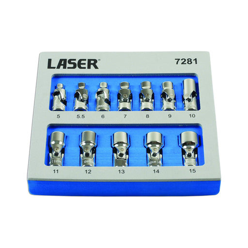 Laser Universal Joint Socket Set 1/4"D 12pc 7281 Laser - Dynamic Drive