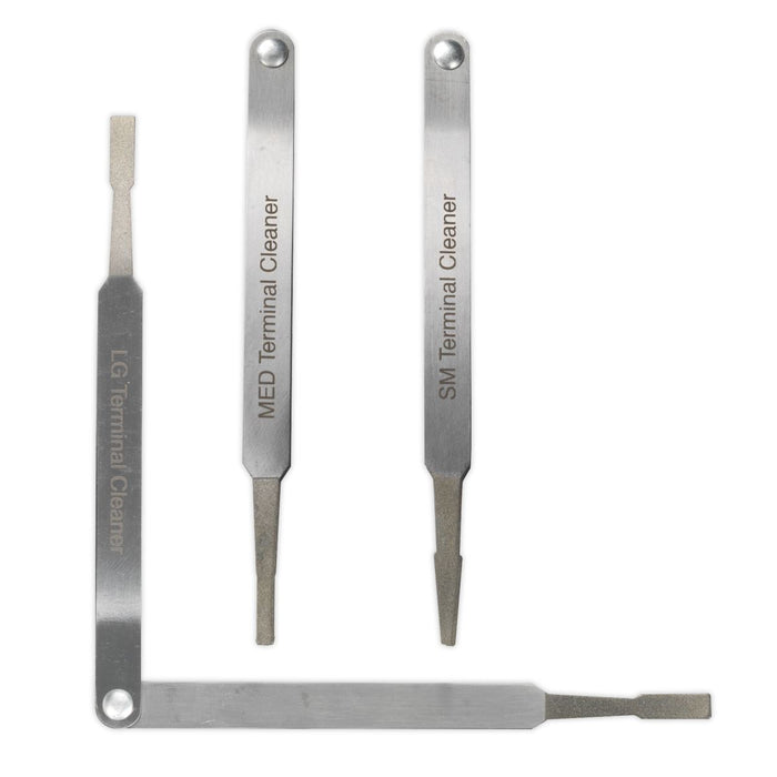 Sealey Terminal Cleaner Set Diamond Grip Blade Type 3pc Wiring Tweezer Style Sealey  - Dynamic Drive